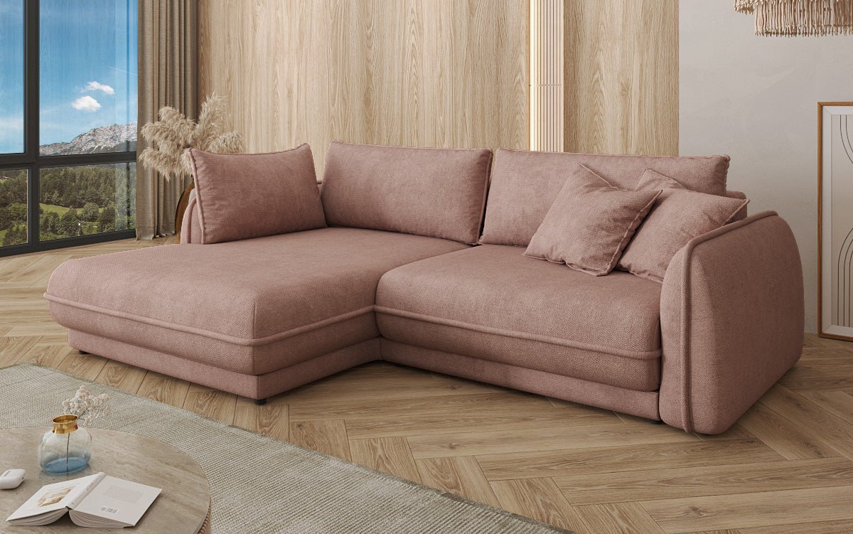 Designer Sofa Mojave II Stoff mat Schloffunktion an Stauraum