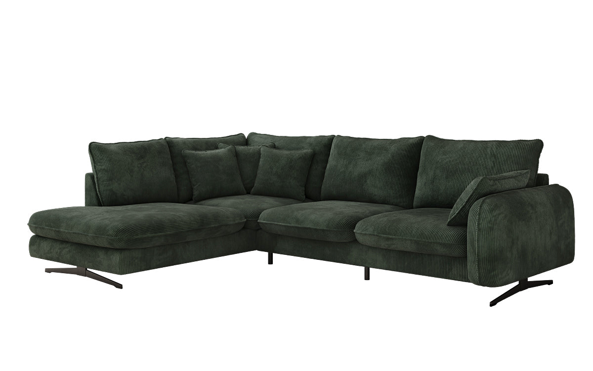 Designer-Ecksofa Laguna mat Metallféiss a Cord