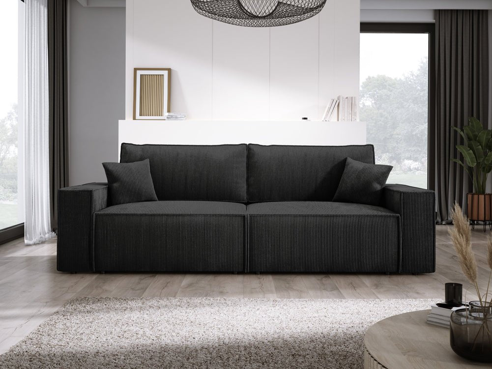 Designer Sofa Velanova 3 Sitzer Cord mit Schlaf- und Klappfunktion