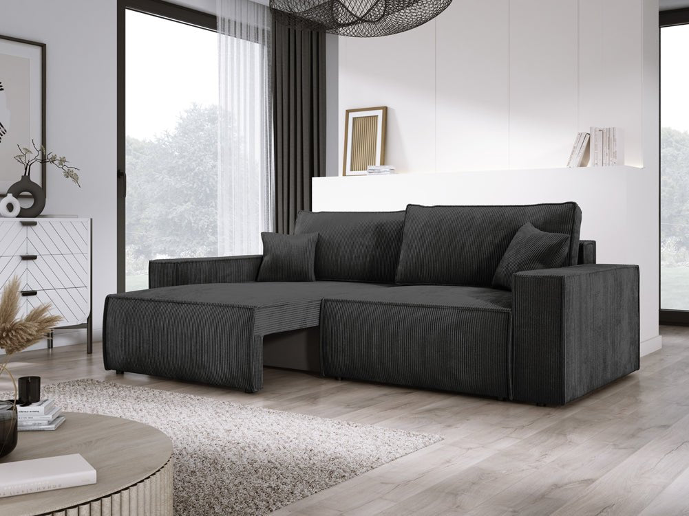 Designer Sofa Velanova 3 Sitzer Cord mit Schlaf- und Klappfunktion