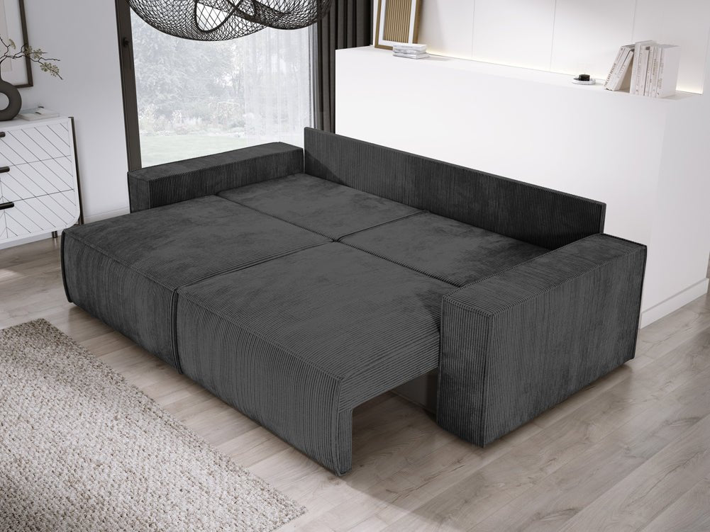 Designer Sofa Velanova 3 Sitzer Cord mit Schlaf- und Klappfunktion