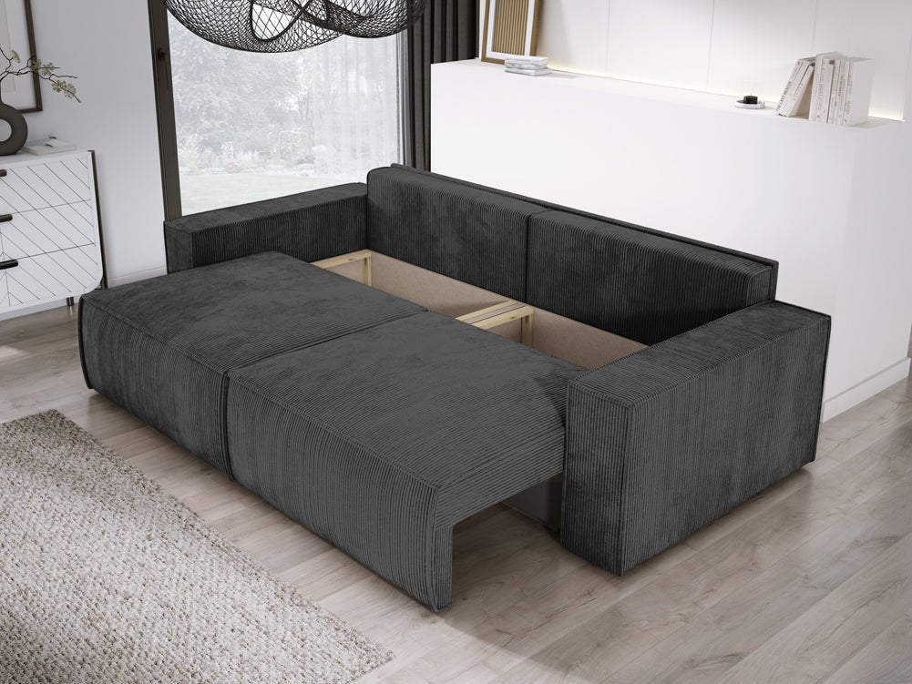 Designer Sofa Velanova 3 Sitzer Cord mit Schlaf- und Klappfunktion