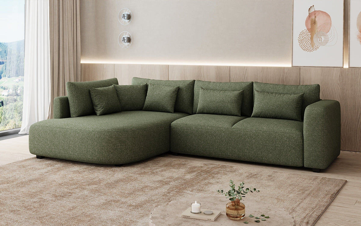 Designer-Ecksofa Ando mat breeder Ottomane aus Strukturstoff