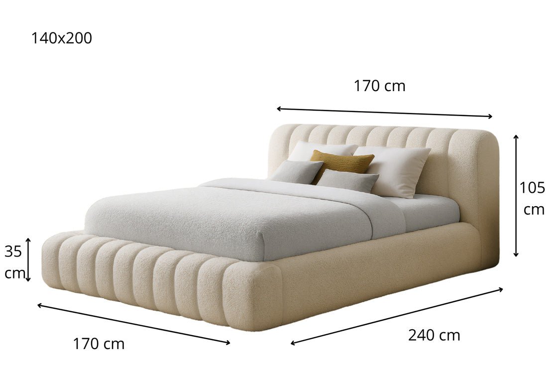 Designer Polsterbett Selene Bouclé mit Stauraum