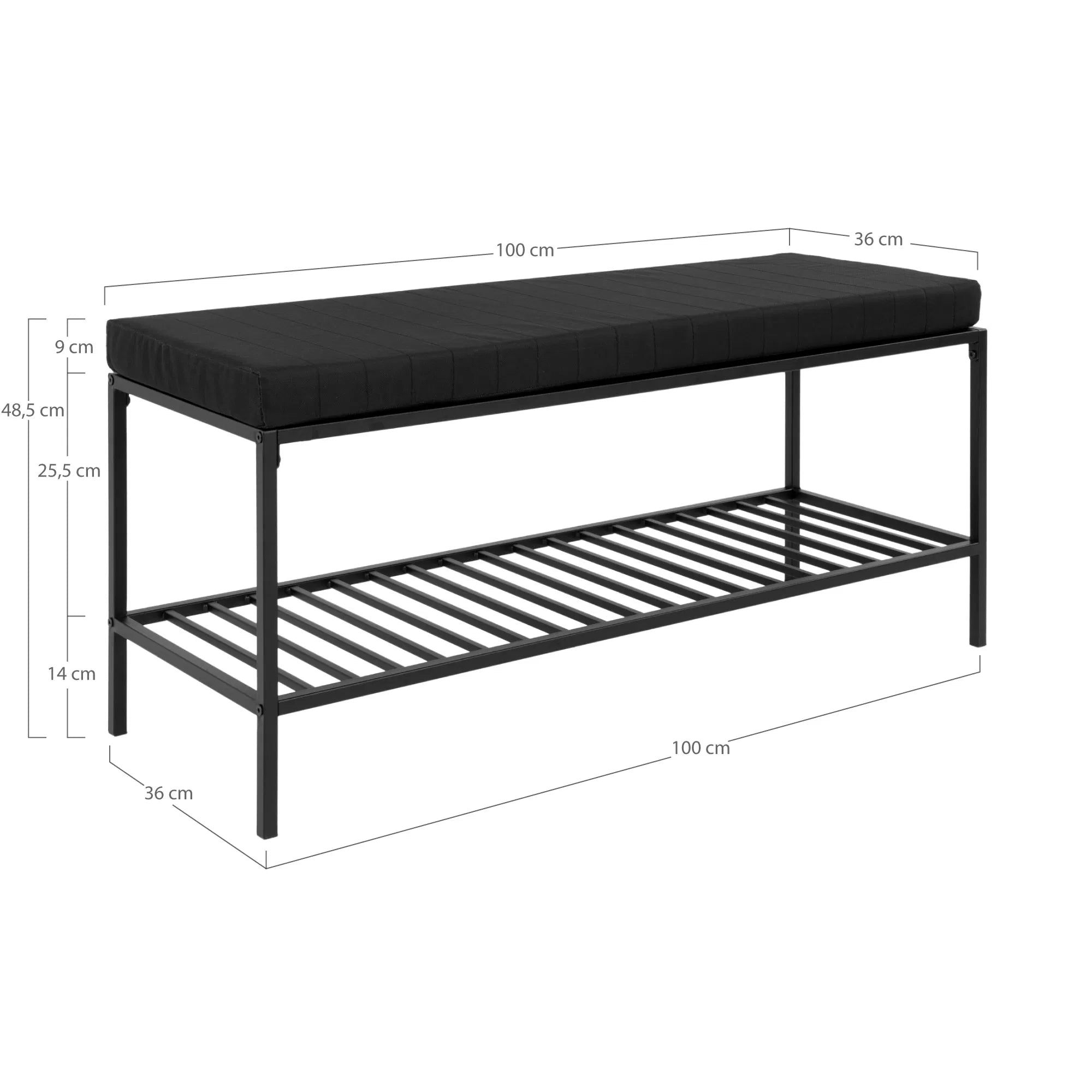 Sitzbank Quarto Metallgestell mat Polsterung