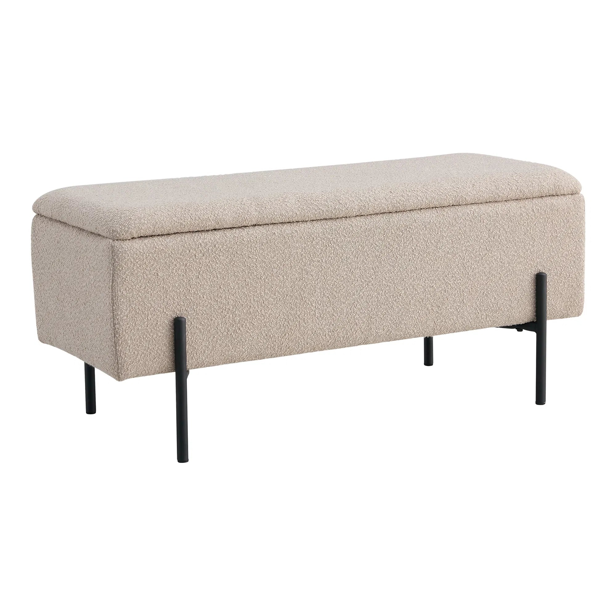 Sitzbank Lora Bouclé Beige mat Stauraum