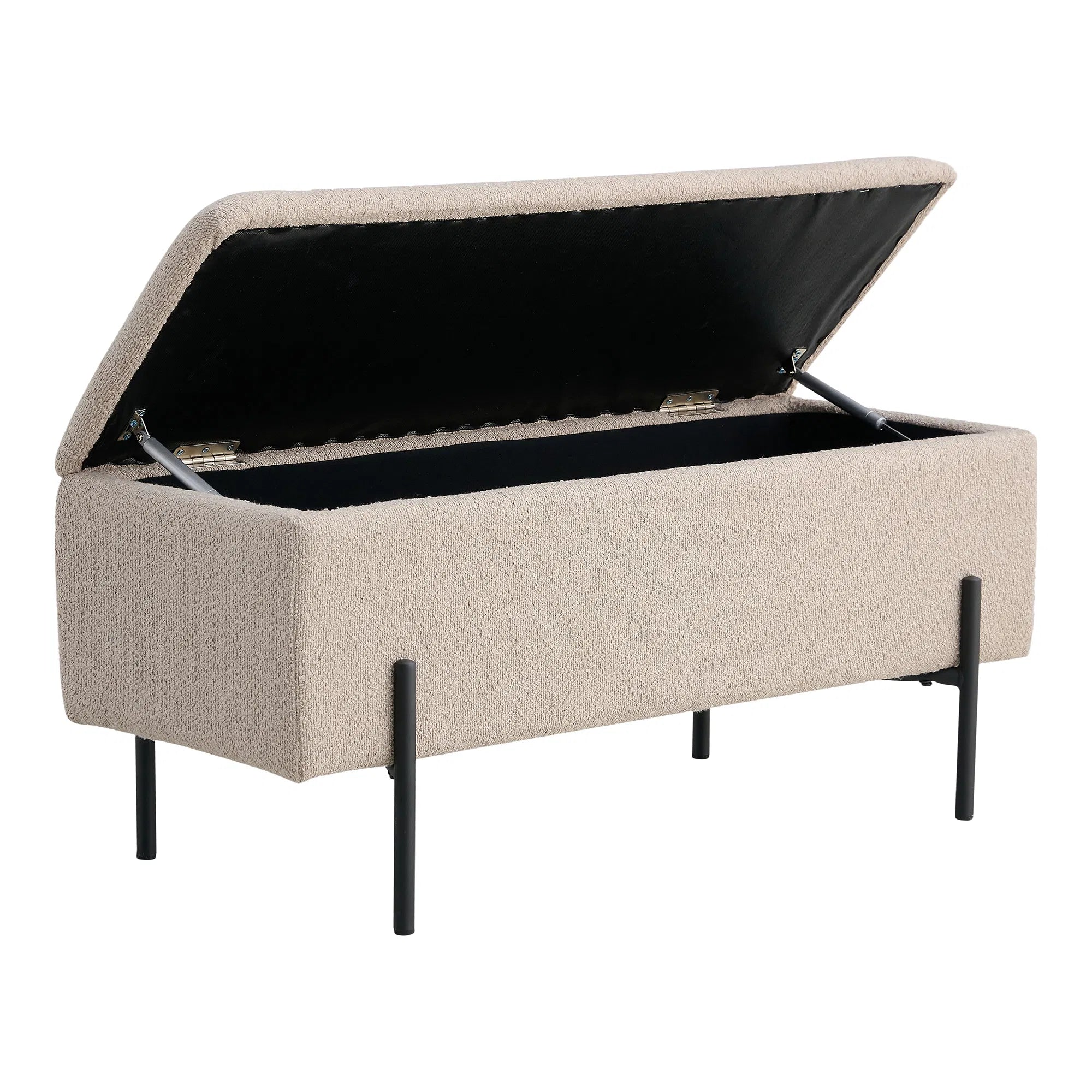Sitzbank Lora Bouclé Beige mat Stauraum