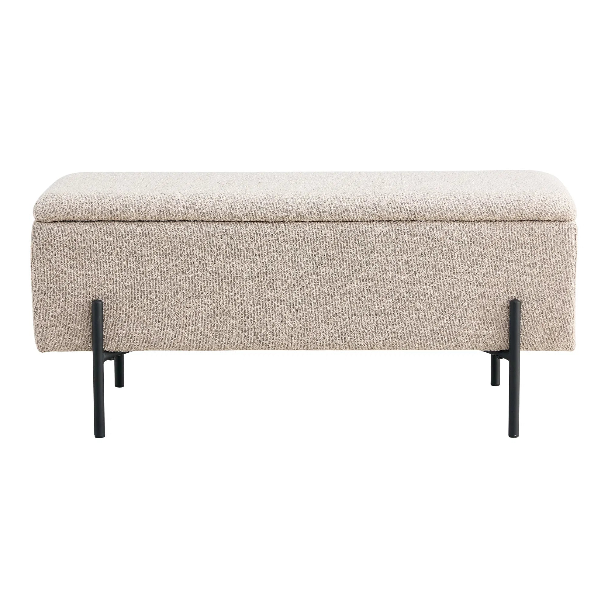 Sitzbank Lora Bouclé Beige mat Stauraum