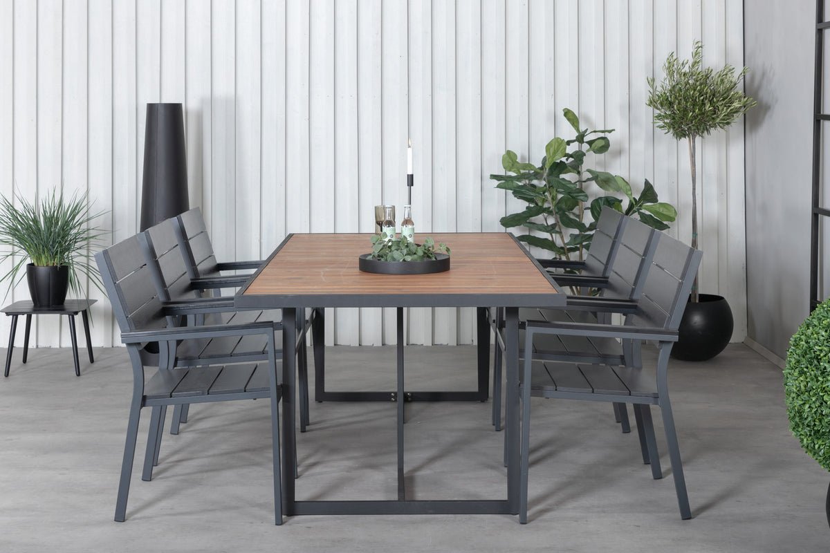 Gartentisch Tunda - en rechteckege Iessdësch aus natierlechem Akazienholz a qualitativem Stol