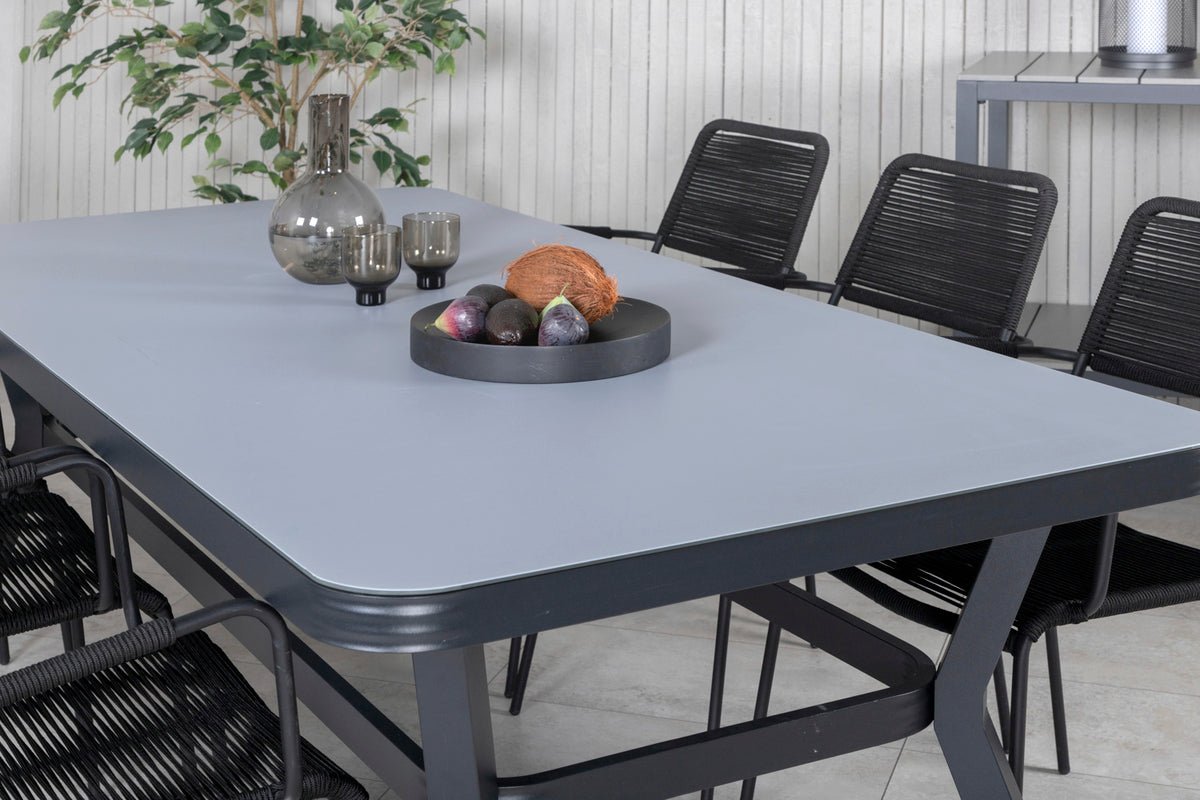 Gartentisch Amaré - eng Kombinatioun aus matter Glasplack an Aluminiumgestell