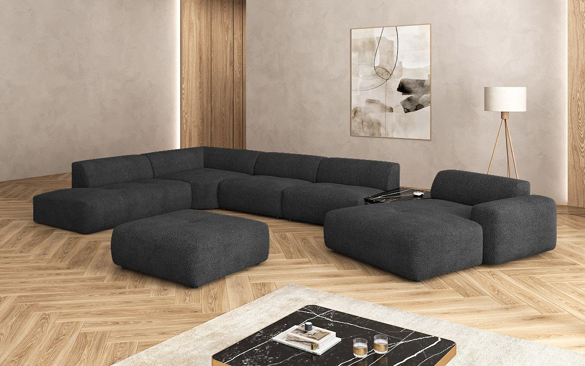 Designer Wunnlandschaft Calm mat Beistellhocker a Bouclé