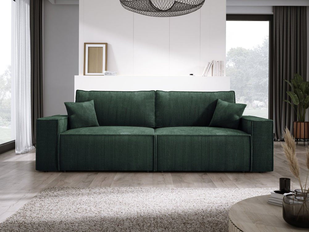 Designer Sofa Velanova 3 Sitzer Cord mit Schlaf- und Klappfunktion
