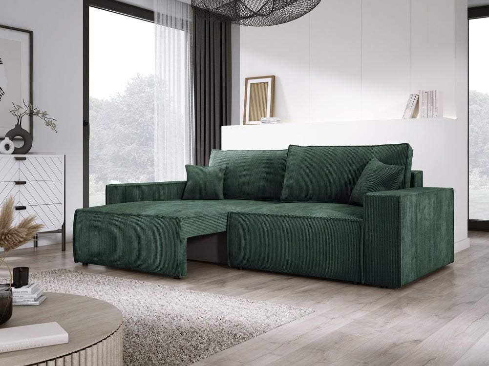 Designer Sofa Velanova 3 Sitzer Cord mit Schlaf- und Klappfunktion