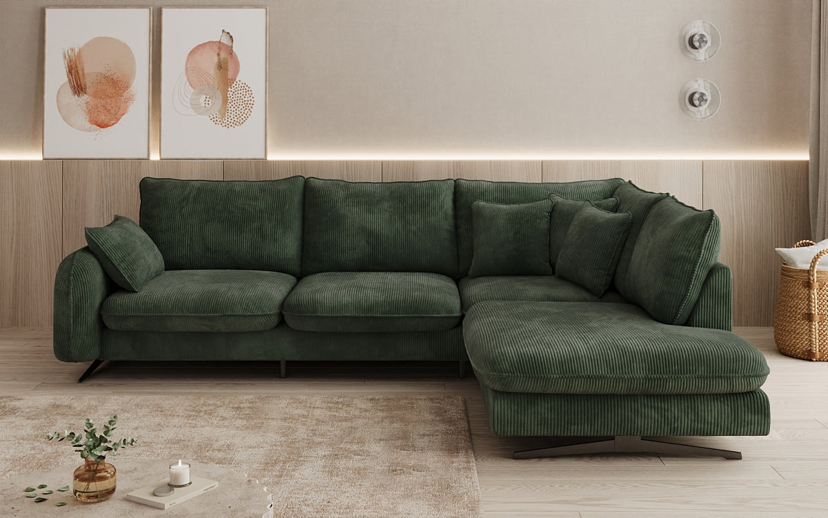 Designer-Ecksofa Laguna mat Metallféiss a Cord