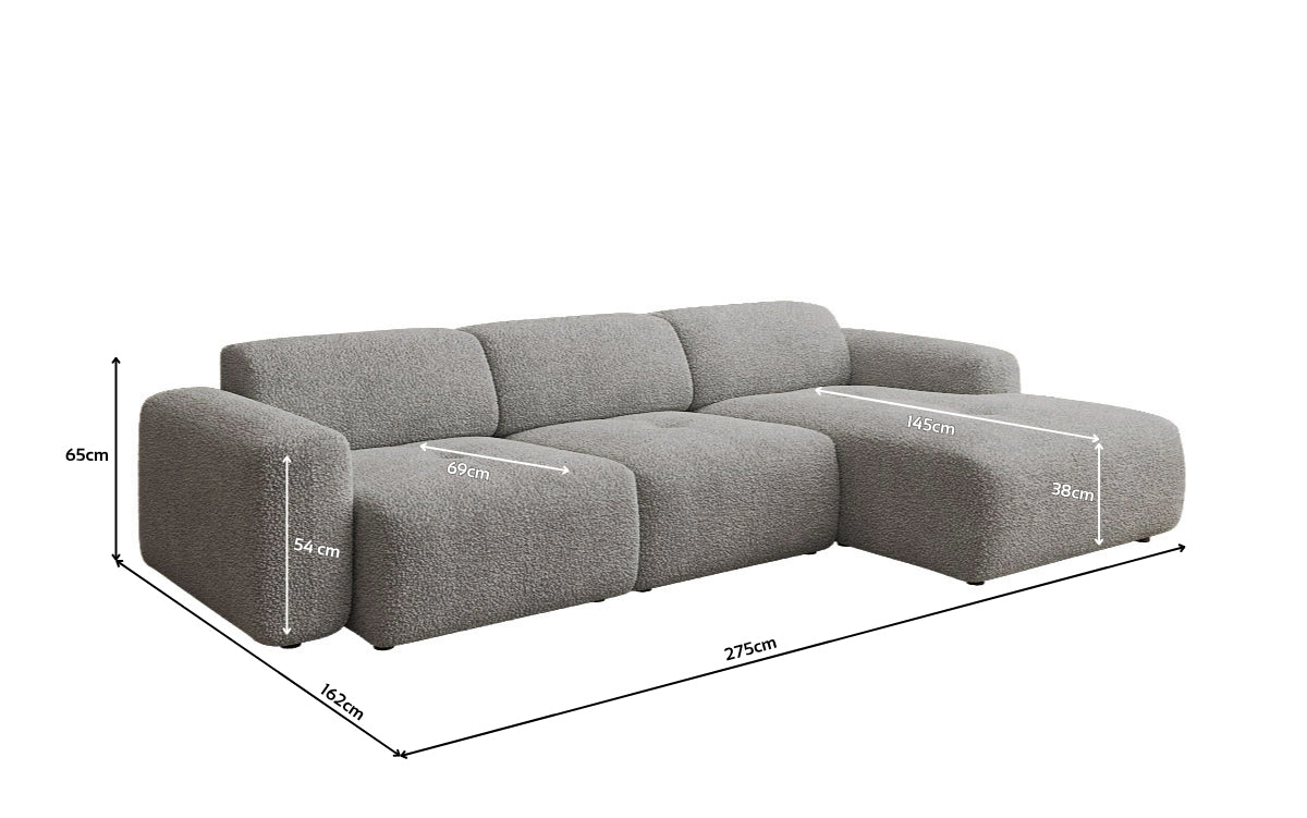 Designer L Sofa Roueg am Bouclé