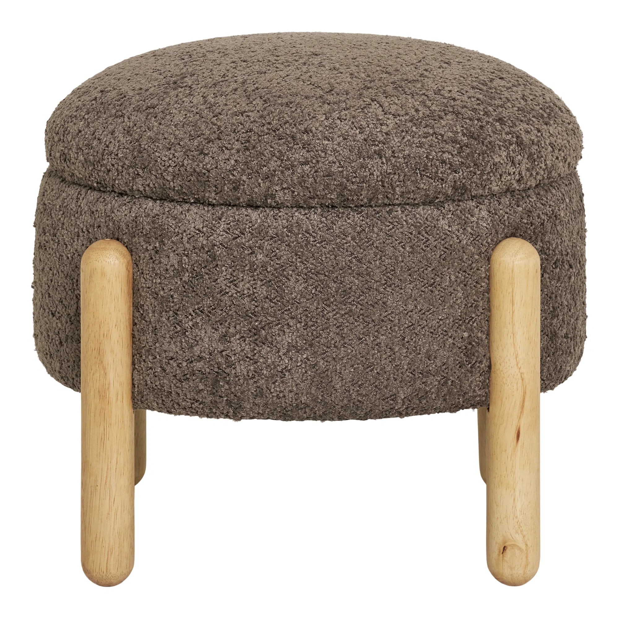 Beistellhocker Merino Bouclé Braun mat Stauraum
