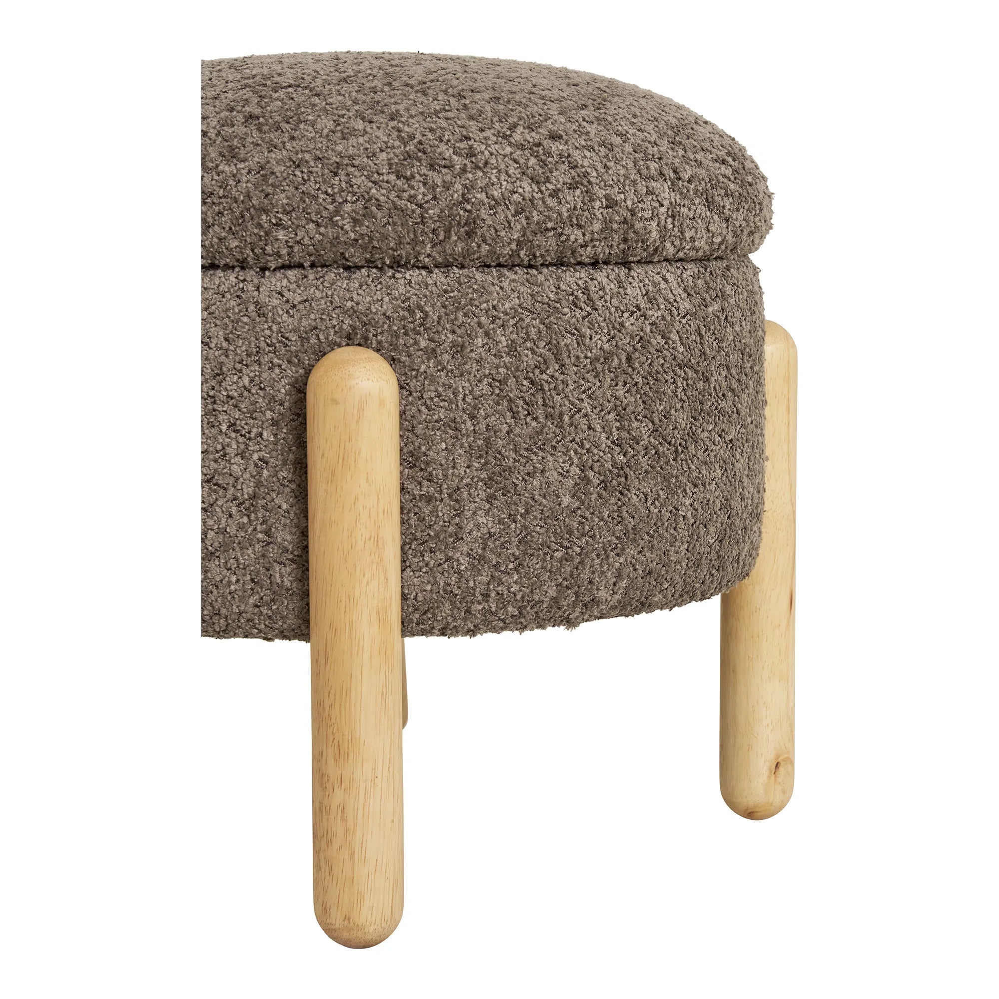 Beistellhocker Merino Bouclé Braun mat Stauraum