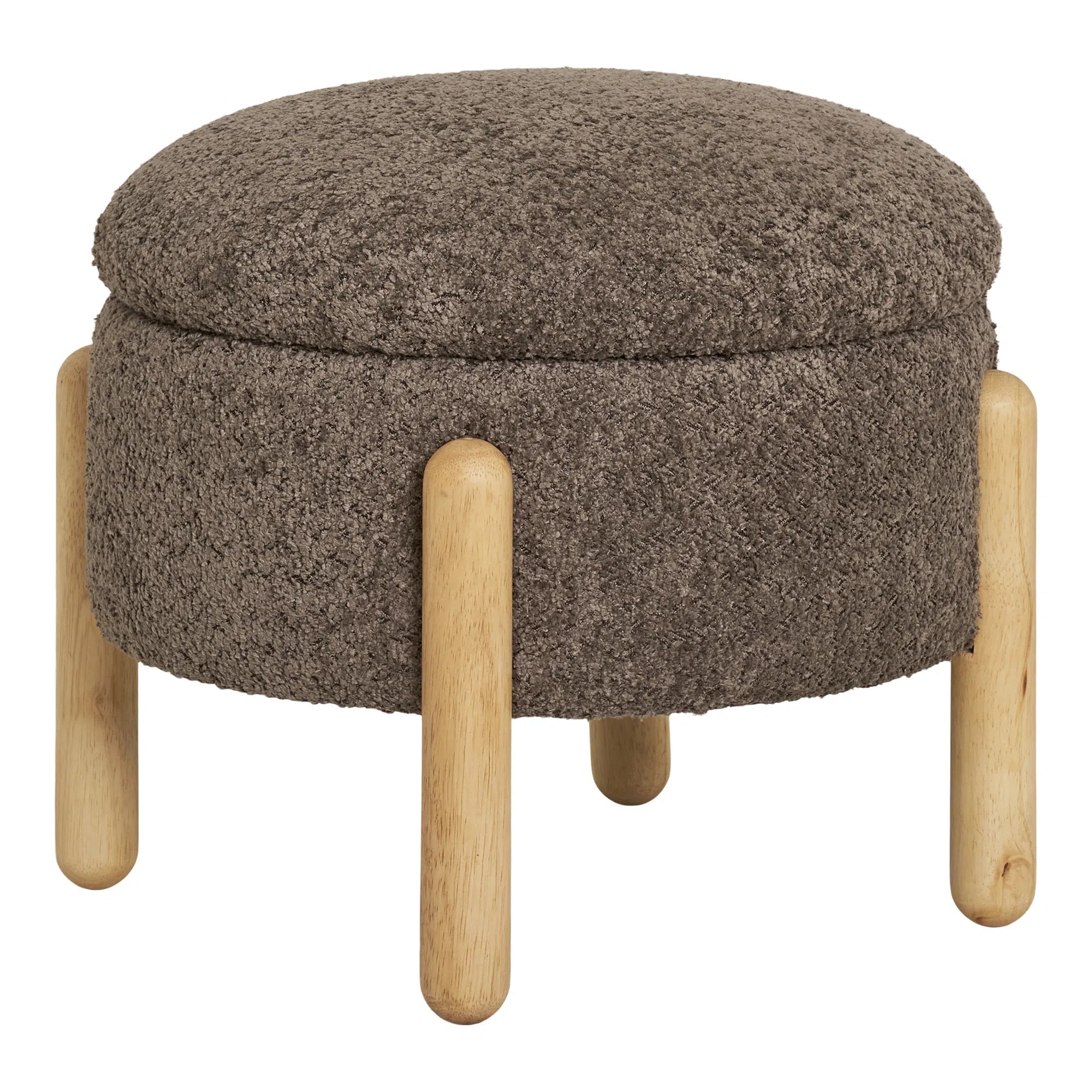 Beistellhocker Merino Bouclé Braun mat Stauraum