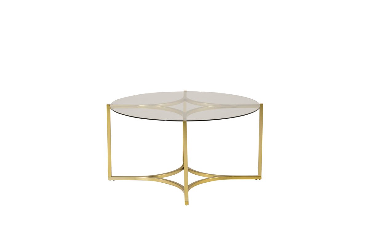 Couchtisch Goldi - mat ronder Glasplack