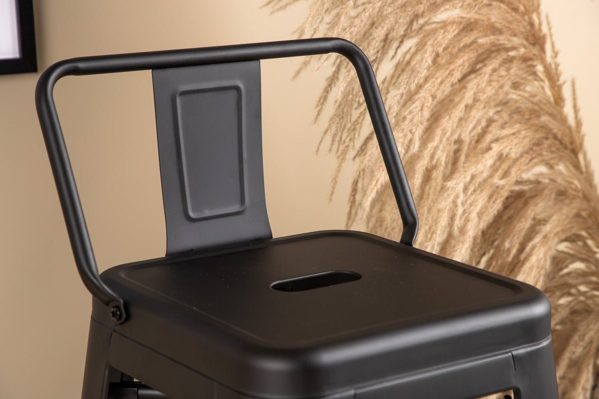 4er Set - Barhocker Tamo - Robust aus Stahl a Schwaarz