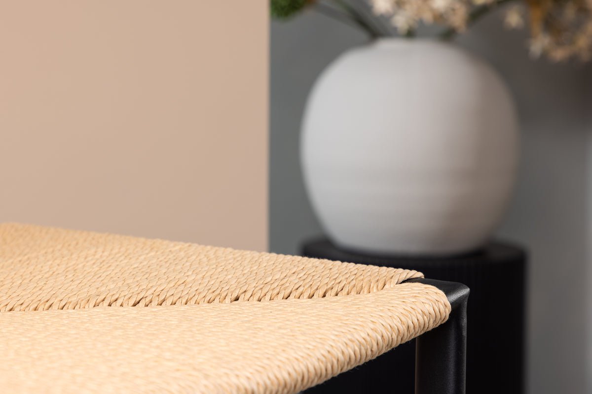 2er Set - Barhocker Simon eng Kombinatioun aus Stol a Seelgeflecht