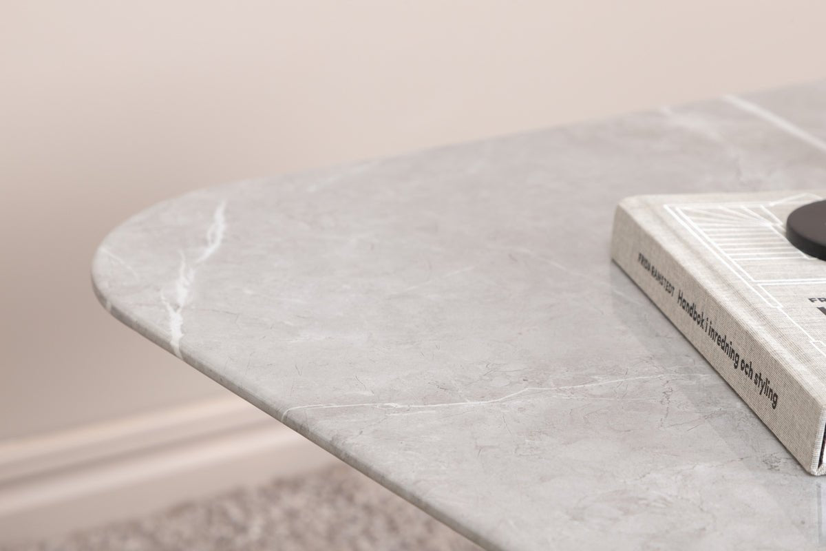 Couchtisch Tango - mat Dëschplack aus Marmorglas