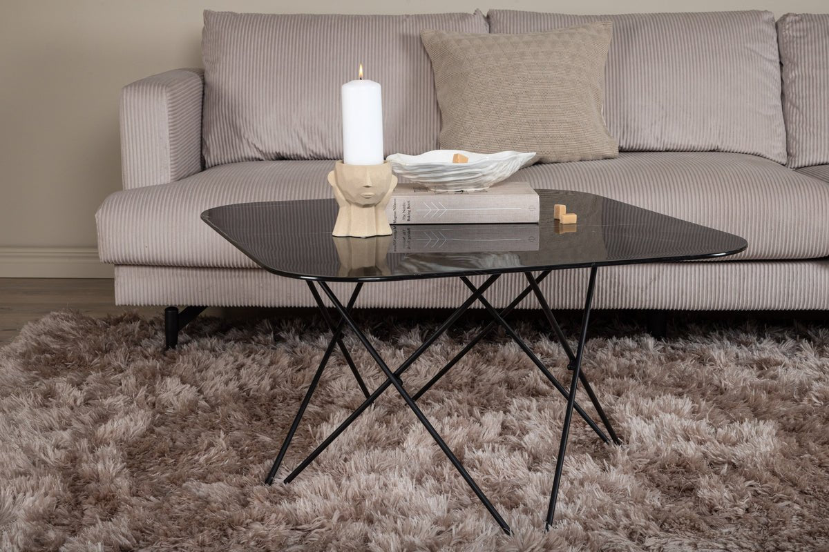 Couchtisch Tango - mat Dëschplack aus Marmorglas