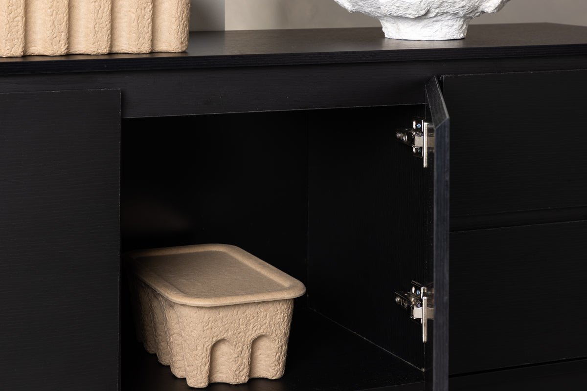 Designer TV-Lowboard Modano – Schwaarz matt oder Walnussoptik