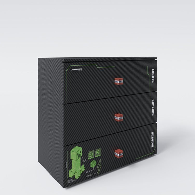 Minecraft Kommode „Creeper Chest“ – mat LED, Soft-Close & 3 Schubladen