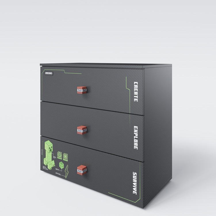 Minecraft Kommode „Creeper Chest“ – mat LED, Soft-Close & 3 Schubladen