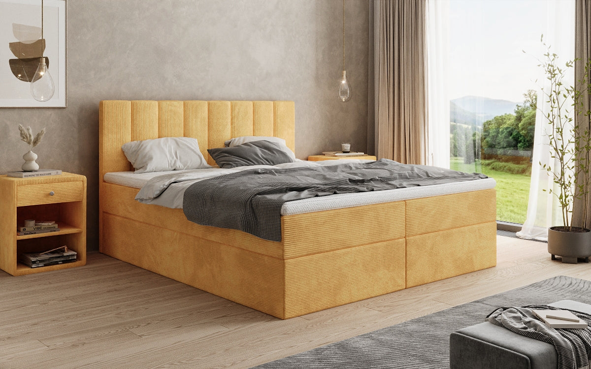 Boxspringbett Sofia in Cord mit Stauraum