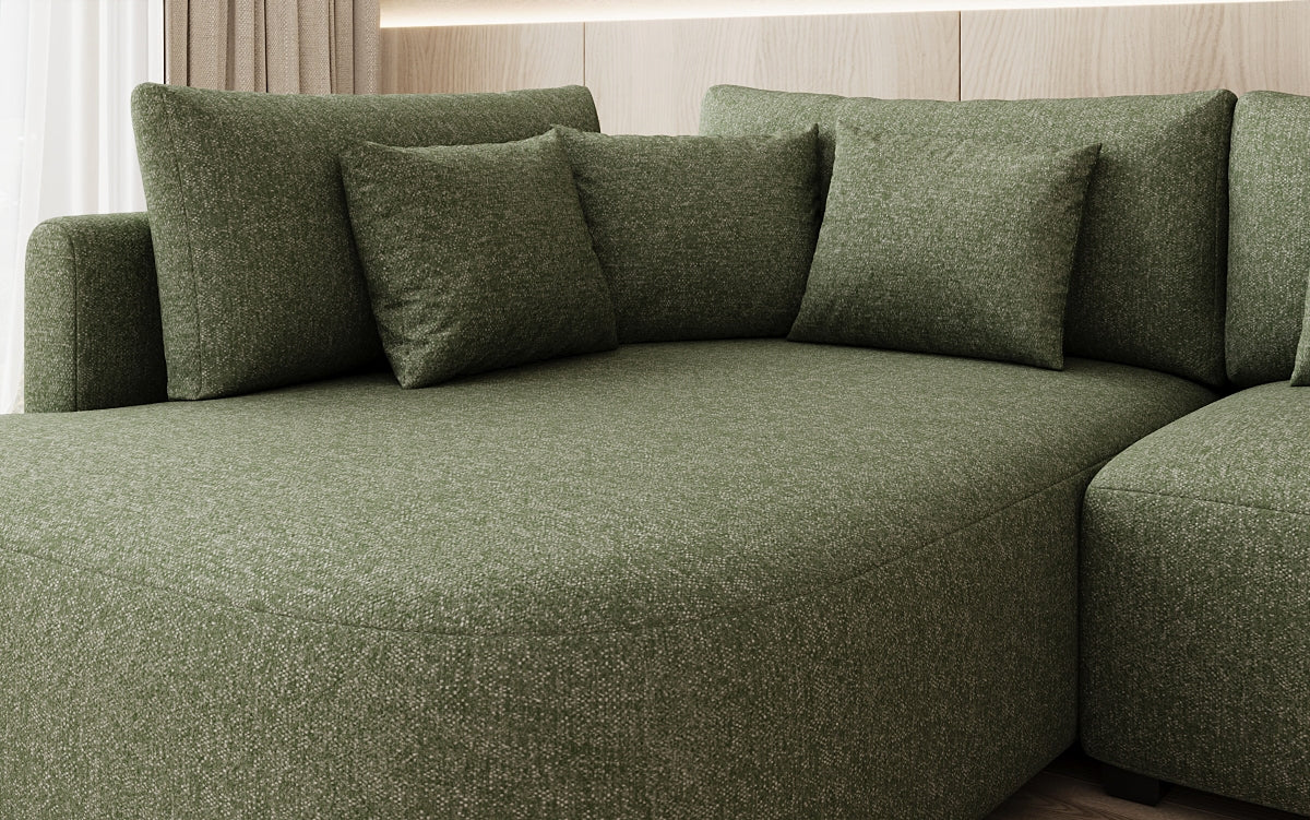 Designer-Ecksofa Ando mat breeder Ottomane aus Strukturstoff