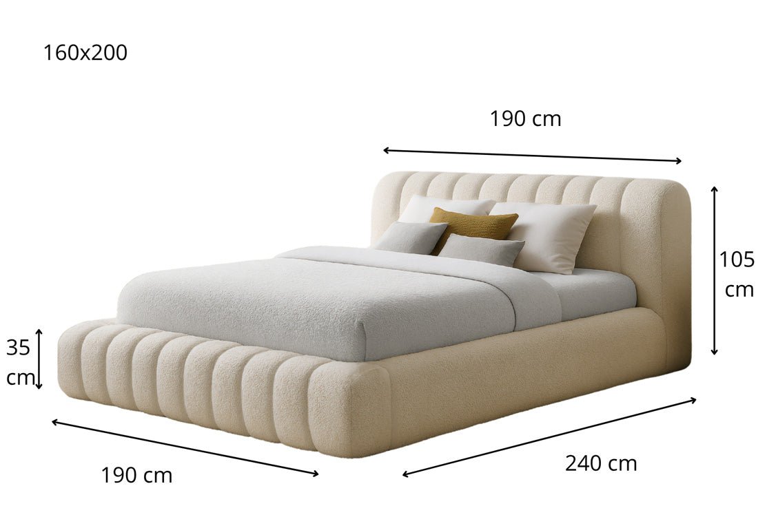 Designer Polsterbett Selene Bouclé mit Stauraum