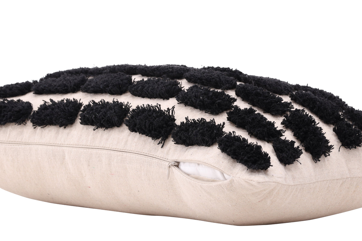 Këssenbezuch Luca - 50x30 cm mat wäiss-schwaarzem Muster