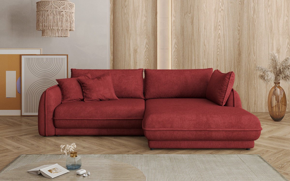 Designer Sofa Mojave II Stoff mat Schloffunktion an Stauraum