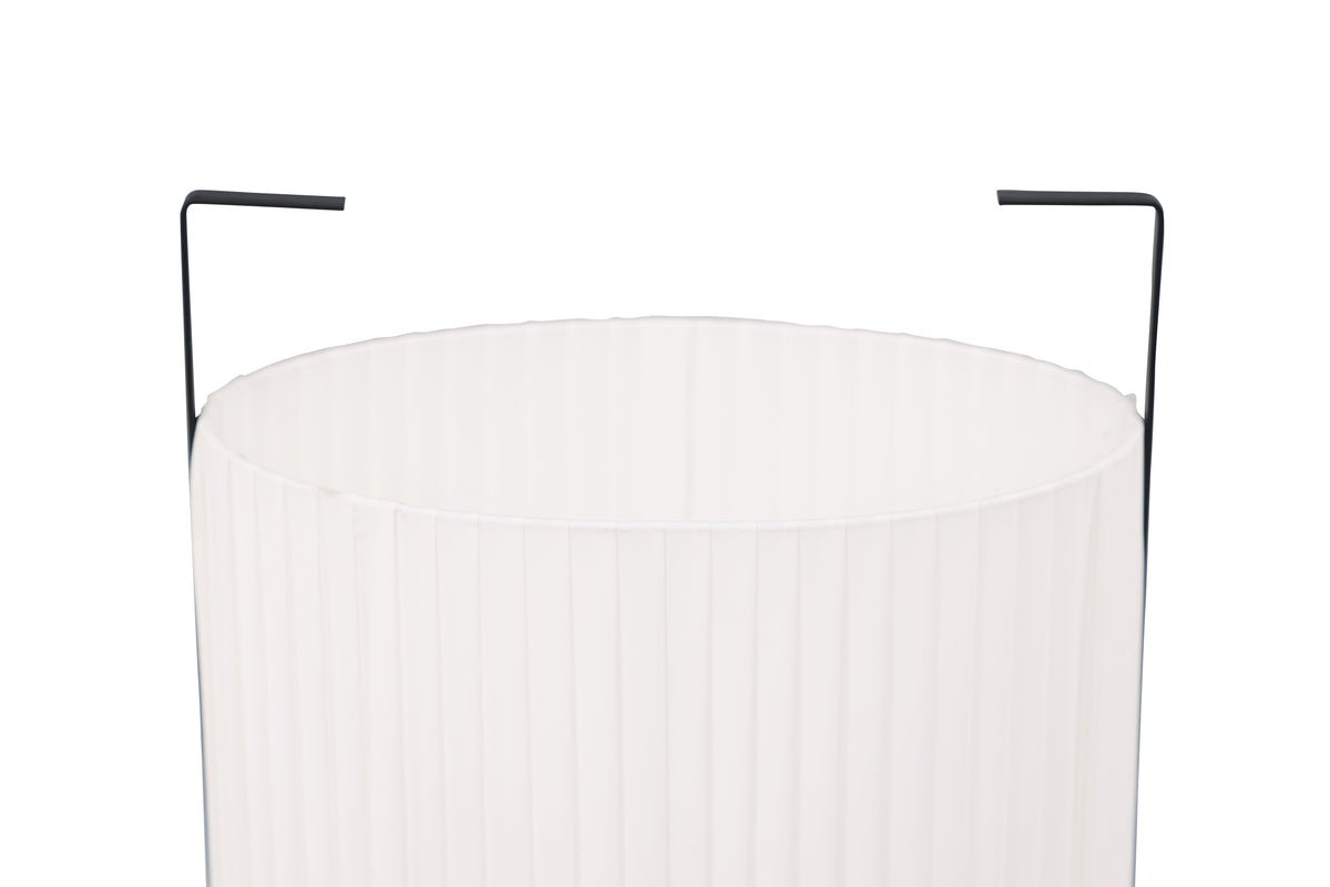 Stehlamp „Elvra“ – Stoffschierm an Béis mat schwaarzem Metallgestell (Héicht 48 cm)