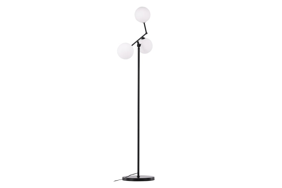 Stehlamp „Novera“ – Dräiflammeg Designerlampe an Schwaarz (Héicht 160 cm)