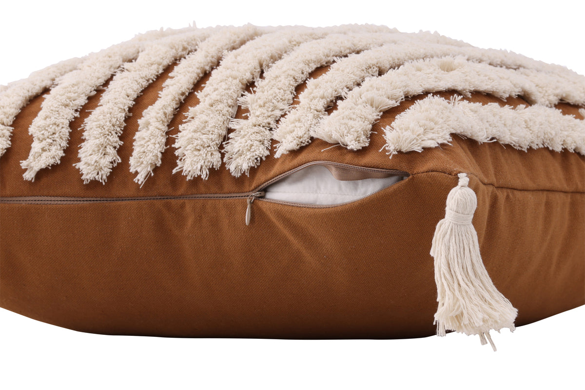 Këssenbezuch Estilo - 45x45 cm mat wäiss-brongem Muster