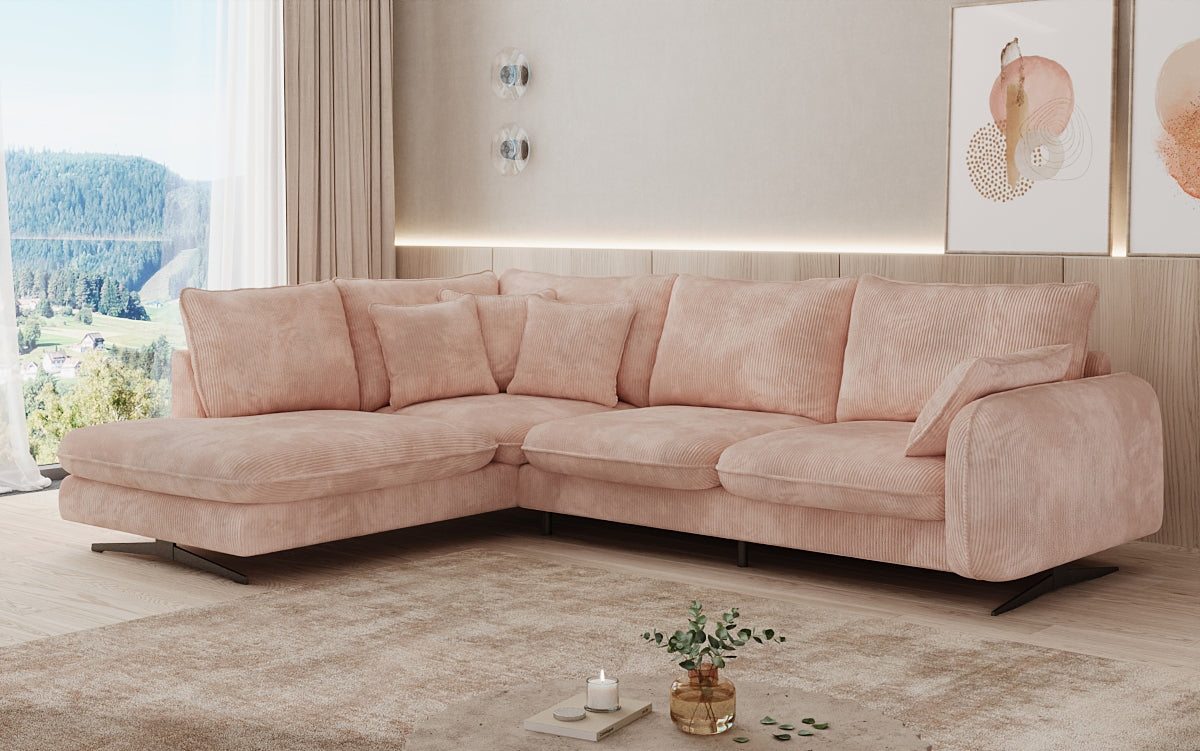 Designer-Ecksofa Laguna mat Metallféiss a Cord