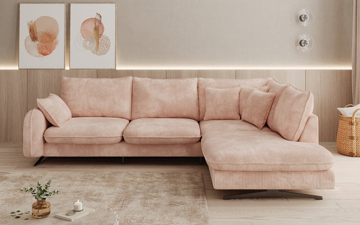 Designer-Ecksofa Laguna mat Metallféiss a Cord