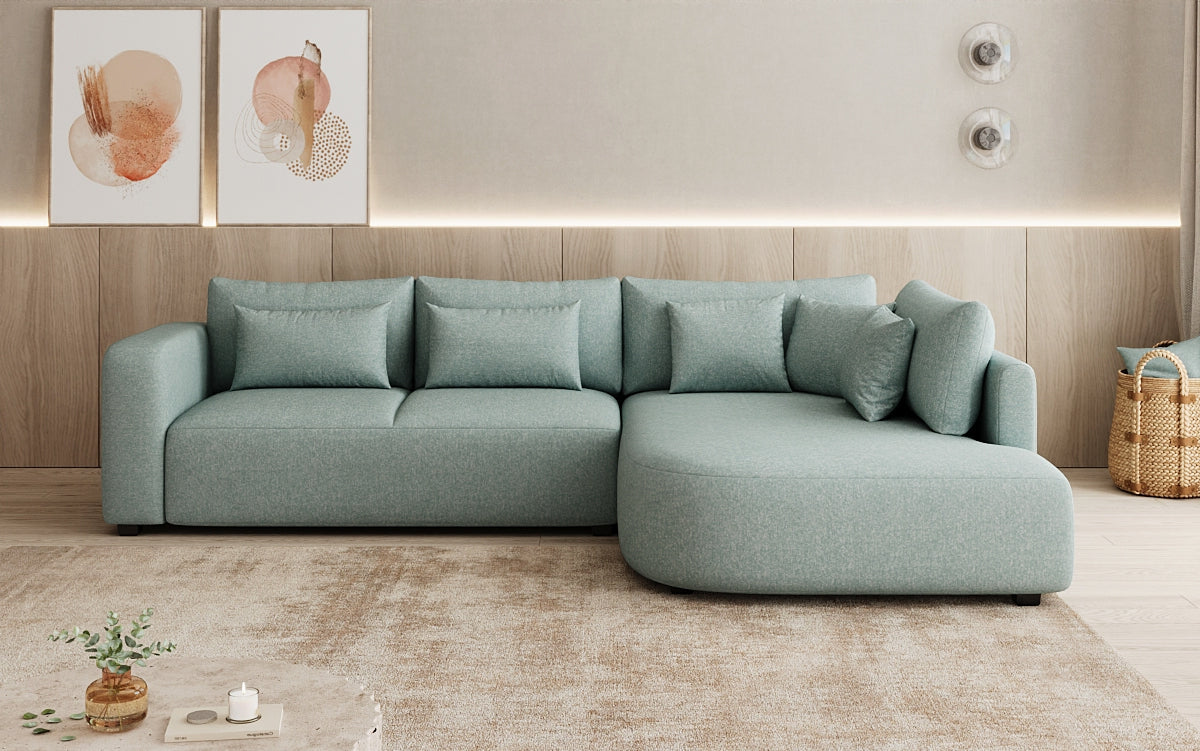 Designer-Ecksofa Ando mat breeder Ottomane aus Strukturstoff
