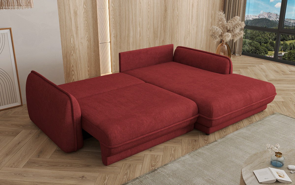 Designer Sofa Mojave II Stoff mat Schloffunktion an Stauraum