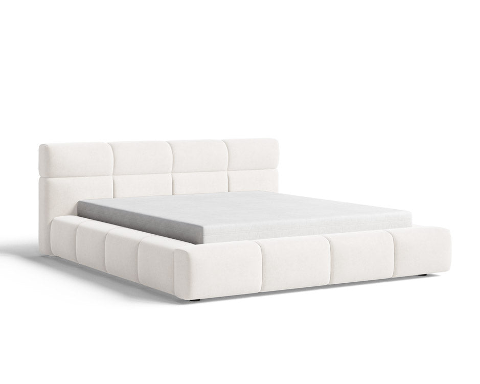 Designer Polsterbett Lora aus Samt mat Stauraum