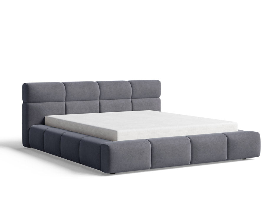 Designer Polsterbett Lora aus Samt mat Stauraum