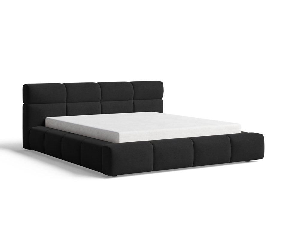 Designer Polsterbett Lora aus Samt mat Stauraum