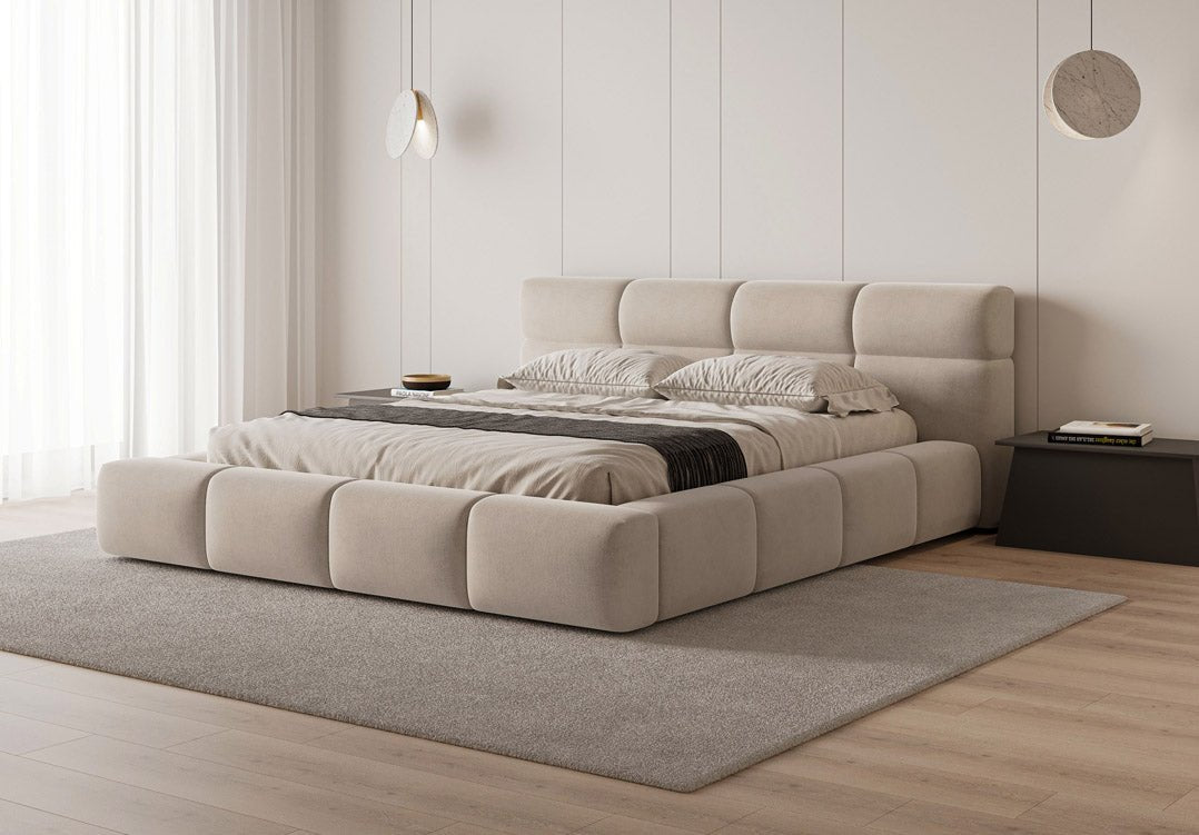 Designer Polsterbett Lora Samt mit Stauraum