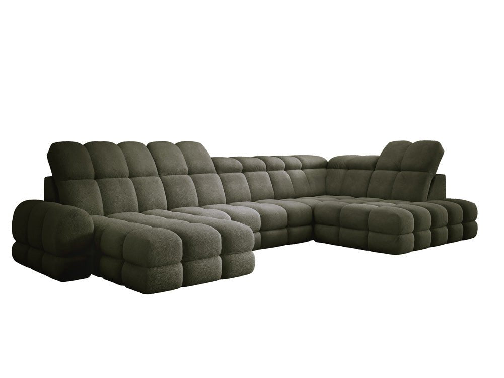 Designer Sofa Lima U with electric sleeping function in bouclé