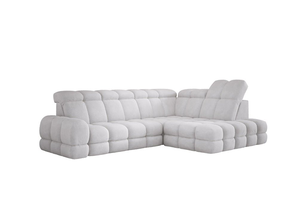 Designer Sofa Lima L with electric sleeping function in bouclé