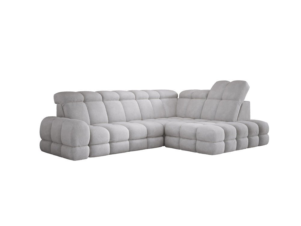 Designer Sofa Lima L with electric sleeping function in bouclé