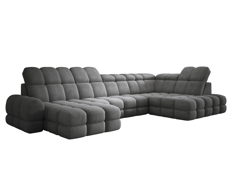 Designer Sofa Lima U with electric sleeping function in bouclé